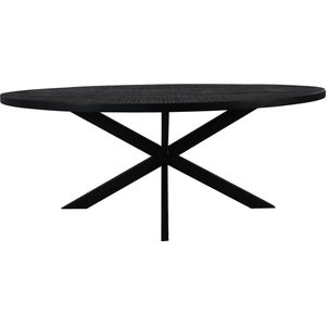 HSM Collection Eettafel Ovaal Melbourne 240cm Zwart Mangohout/Ijzer
