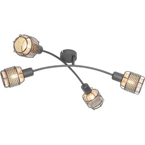 QAZQA noud - Design Plafondlamp - 4 lichts - Ø 64.5 cm - Zwart Goud - Woonkamer | Slaapkamer | Keuken