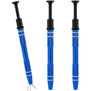 Allecto Plus - Sieraden Grabber Tool voor het oppakken van kleine onderdelen - Roestvrij Staal - Blauw-Kleurig - Inclusief Mini Diamond Claw Pincet - 4-Klauw Ontwerp - IC-Chip-Ophaalhulpmiddel - 3 Stuks