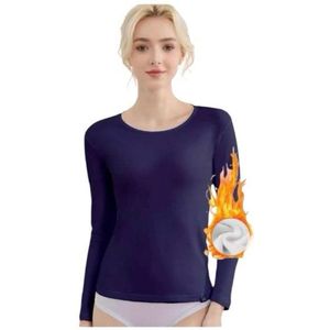 Dames Thermo Shirt – 100% Katoen met Stretch Maat - XL - Donkerblauw