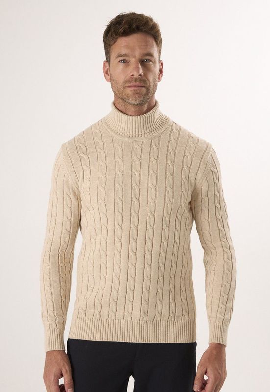 Felix Hardy - Kabelgebreide Coltrui - Beige - 100% Katoen