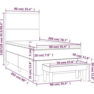 vidaXL - Boxspring - met - matras - fluweel - roze - 90x200 - cm