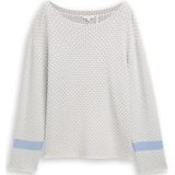 Tom Tailor - Gebreide Trui - Mini Argyle op Grijs Melange - Lange Mouwen