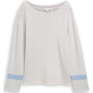 Tom Tailor - Gebreide Trui - Mini Argyle op Grijs Melange - Lange Mouwen