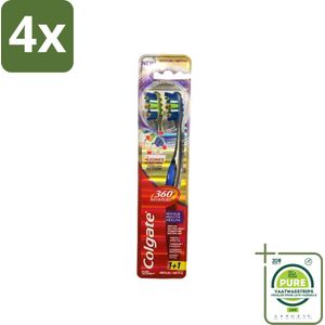 Colgate - 360° Geavanceerd - Tandenborstel - Medium - 2 Tandenborstels - Voordeelverpakking - 4 stuks - Tandenborstel - Elektrische tandenborstel