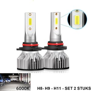 H8 - H9 - H11 - LED lampen 18000 Lumen 6000k Helder Wit (set 2 stuks) incl CANbus EMC CHip Ultra-bright Wit, COB CHIP 72 Watt Motor - Auto - Scooter - Motor - Dimlicht - Grootlicht - Koplampen - Autolamp - Autolampen - CANbus adapter 12V