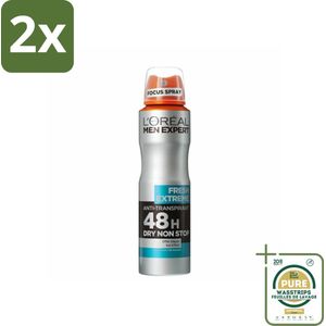 L'Oréal Men Expert Deodorant Spray Fresh Extreme 150 ml - Voordeelverpakking - 2 stuks - Anti-transpirant - 48 uur bescherming