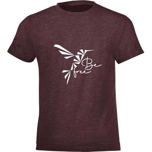 Be Friends T-Shirt - Be free Vogel - Vrouwen - Bordeaux - Maat S