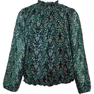Pink Lady - N203 - Blouse - Groen Print - Turtle Hals