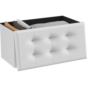 O'DADDY - Opbergbox - Wit - Opbergbank - Poef - Opbergdoos Met Deksel