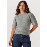 Object - Objanne S/S Re Knit Polo - Hoodie - Lichtgrijs