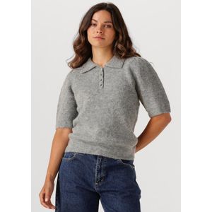 Object - Objanne S/S Re Knit Polo - Hoodie - Lichtgrijs