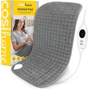 Extra Groot Elektrisch Warmtekussen met Snelle Verwarming en Automatische Uitschakeling – 60 x 30 cm, Machinewasbaar, Grijs