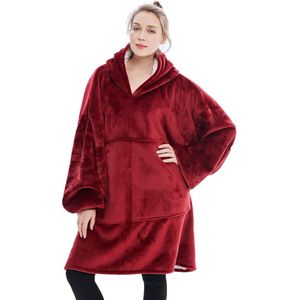 Hoodiedeken, Sherpa Extra Grote Fleecehoodie, / ochtendjas, Comfort Badjas voor dames en heren, wollig, Winter deken - Fleece dekentje - Hoodie Blanket