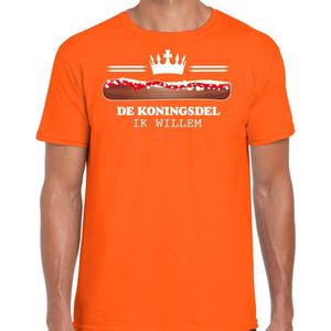 Bellatio Decorations Koningsdag verkleed shirt heren - koningsdel/frikandel - oranje - feestkleding M