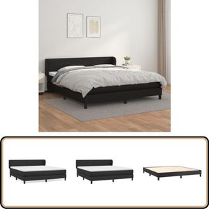 vidaXL Boxspring - Kunstleer - Zwart - 160x200 cm Boxspringbed - Boxspring - Bed Frame - King Size Bed - Zwevende Vloer