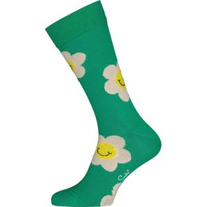 Happy Socks Dames Sokken Met Print Smiley Daisy Sock Groen - Maat 36-40