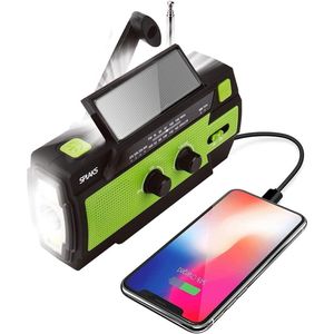 Dynamo Noodradio AM/FM – Oplaadbaar, Waterdicht, LED Zaklamp & Powerbank – Voor Kamperen, Wandelen & Noodsituaties