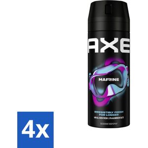 Axe - Deodorant Bodyspray - 100% Fresh Fragrance - Marine - Sea Breeze & Sage - 150 ml - Voordeelverpakking - 4 stuks