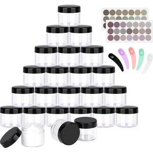 24 stuks monsterpotten 20 ml - reizen cosmetische potten met deksels - vrouwen oogschaduw nagels poeder lotion crèmes opslag (zwart)