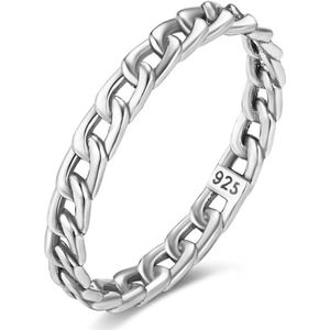 Twice As Nice Ring in zilver, fijne ring, gourmet schakel 50