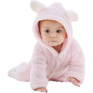 Budino® Baby Onesie - Baby Romper - Baby Pyjama - Baby Pakje - Baby Verkleedkleding - Baby Kostuum - Dier - Beer - Roze - maat 80