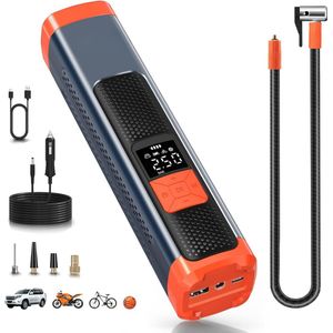 Luchtcompressor - ""Ultieme Draagbare Luchtcompressor: Krachtige 150 PSI, 6000mAh, met LCD/LED Flashlight. Ideaal voor Auto/Fiets/Motor/Bal - Een Onmisbare Mini Compressor voor Onderweg!