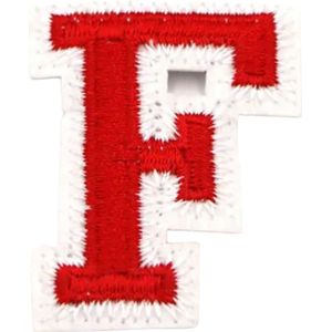 Alfabet Letter Embleem Strijk Patch Rood Wit Letter F / 3.5 cm / 4.5 cm