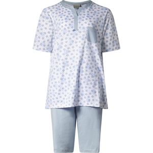 Lunatex - dames shortama 124243 - korte pyjamaset - 100% katoen - blauw - maat M