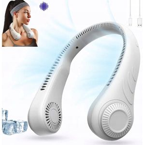 Draagbare Mini Nekventilator - USB Oplaadbaar - Bladeless Handsfree - Wit - ABS+PP Materiaal - 1200mAh - Hangende Nekventilator