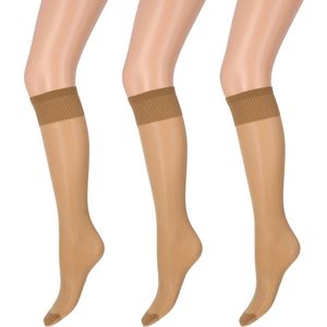 Marianne - Dames Kneehighs Antipress Lycra Panty - 20Den - 3-Pack - Maat One Size - Wineblush