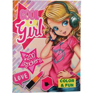 Cool Girl - kleur en stickerboek met 200 stickers