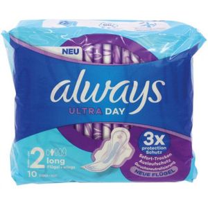 Always ultra dun maandverband, lang met vleugels, 10 stuks