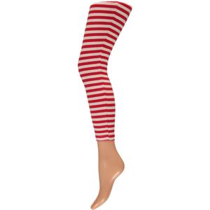 Apollo - Legging Dames - Stripes - Rood/Wit - Maat S/M - Legging - Feestlegging - Legging carnaval - Legging meisje - Leggings