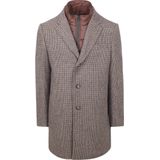 Suitable Coat Wol Pepita Beige Camel - Maat 46 - Heren - Mantels & coats