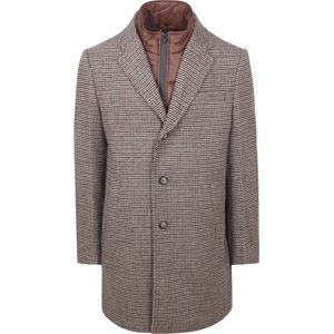 Suitable Coat Wol Pepita Beige Camel - Maat 46 - Heren - Mantels & coats