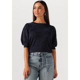 Minus - Liva Puff Sleeve Metallic Knit Pullover - Donkerblauw - Dames