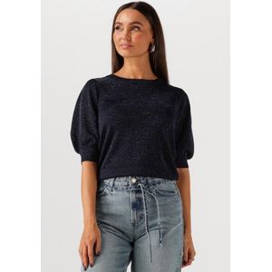 Minus - Liva Puff Sleeve Metallic Knit Pullover - Donkerblauw - Dames