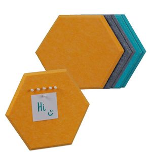 Relaxdays prikbord vilt - hexagon - set van 6 - notitiebord - zelfklevend - memobord