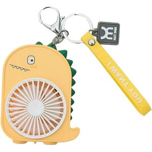 Handheld Fan USB-ventilator Dinosaur Cartoon draagbare oplaadbare USB Mini ventilator - Vrouw/groen rood - geel