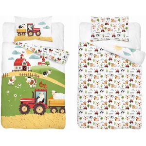 Kinderbeddengoed - Rode Tractor - 90x120 cm - Katoen
