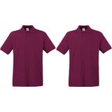 2-Pack maat S bordeaux rode polo shirt premium van katoen voor heren - Polo t-shirts voor heren
