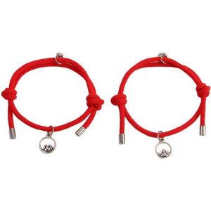 Armband set met magneet | Koppel armband | Rood | Armband dames - Armband heren - Romantisch cadeau - Vriendschap armband