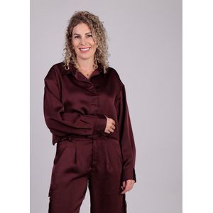 Rode satijnen cropped blouse Emele - mbyM