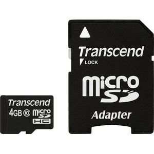 Transcend MicroSDHC Geheugenkaart 4GB - Class 10