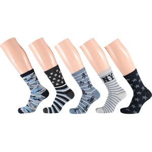 Apollo - Kindersokken - Casual Blauw - Maat 31/34 - Kindersokken jongens - Sokken jongens - Sokken kind - Kindersokken maat 31 34 - Sokken jongens multipack