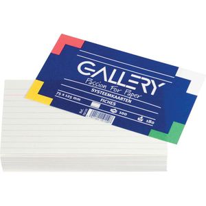 Gallery witte systeemkaarten formaat 75 x 125 mm gelijnd pak van 100 stuks