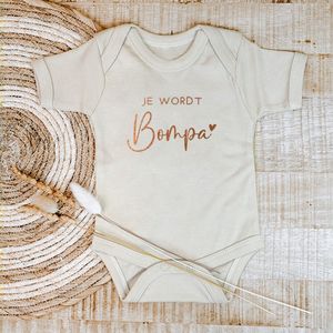 Zwangerschapsaankondiging Vlaams Romper korte mouw 'Je wordt Bompa' | Cream | 62/68