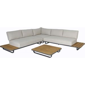 Happy Rhino - Loungeset Negara - Loungesets, Tuinmeubels, Loungeset Tuin & Balkon - Aluminium - Acaciahout - Beige