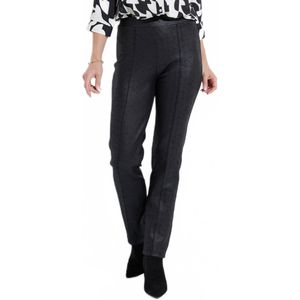 Rechte broek met semi-elastische tailleband in huid-look